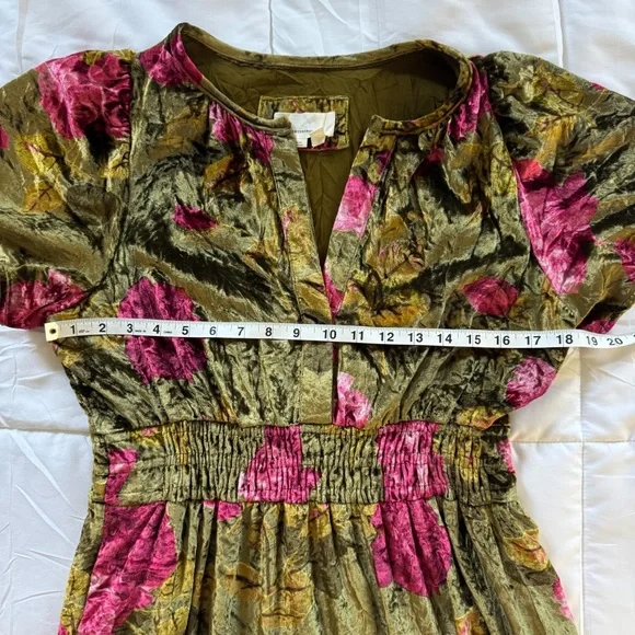 Anthropologie Velvet Somerset Maxi Dress Green and Pink Floral Size Medium - Picture 14 of 15